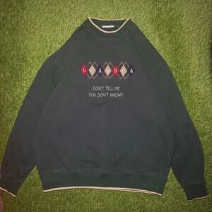 Vintage forest green grandpa oversized crewneck